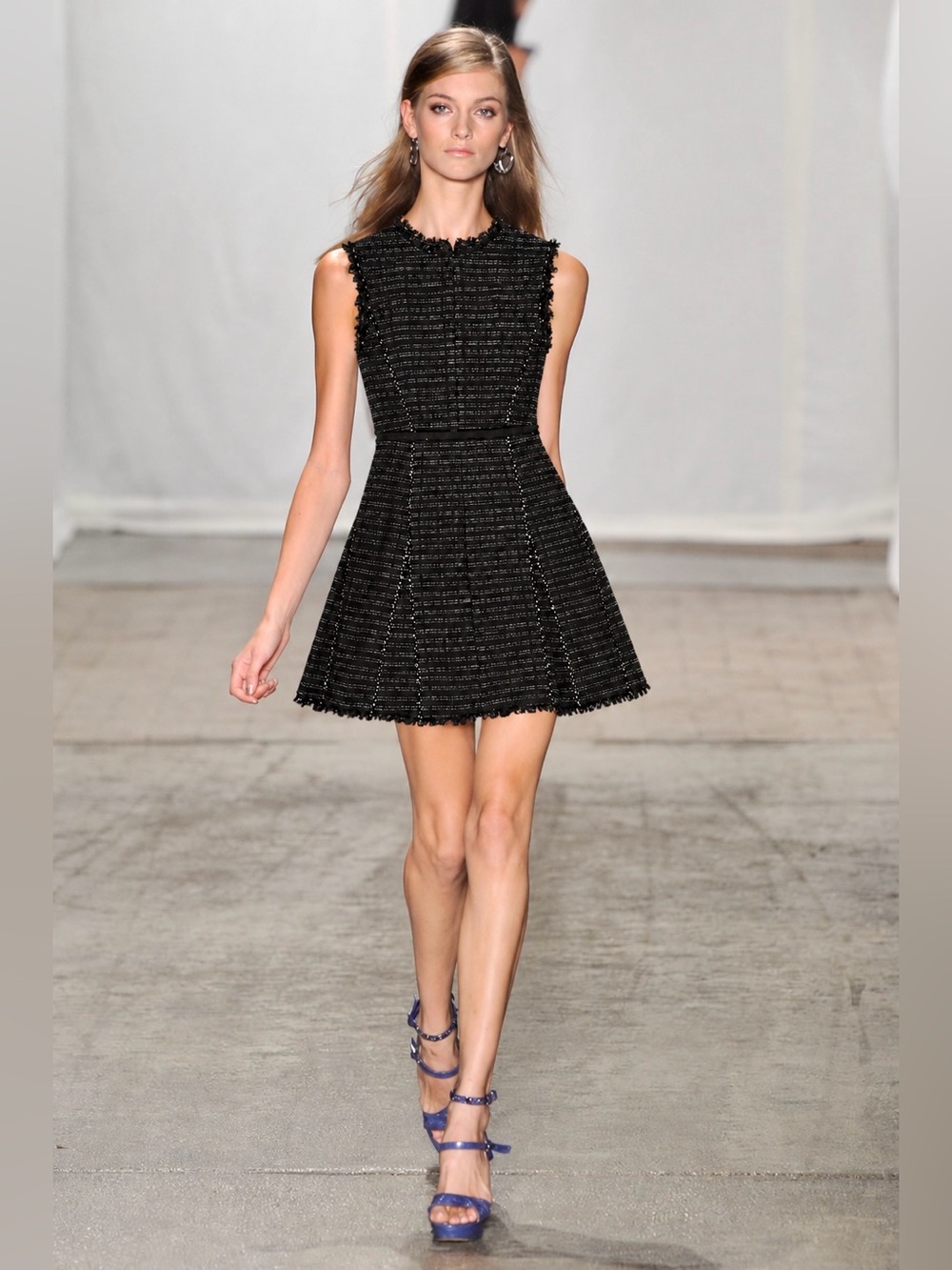 Rebecca Taylor Tweed Black Textured Fit & Flare Mini A Line Dress